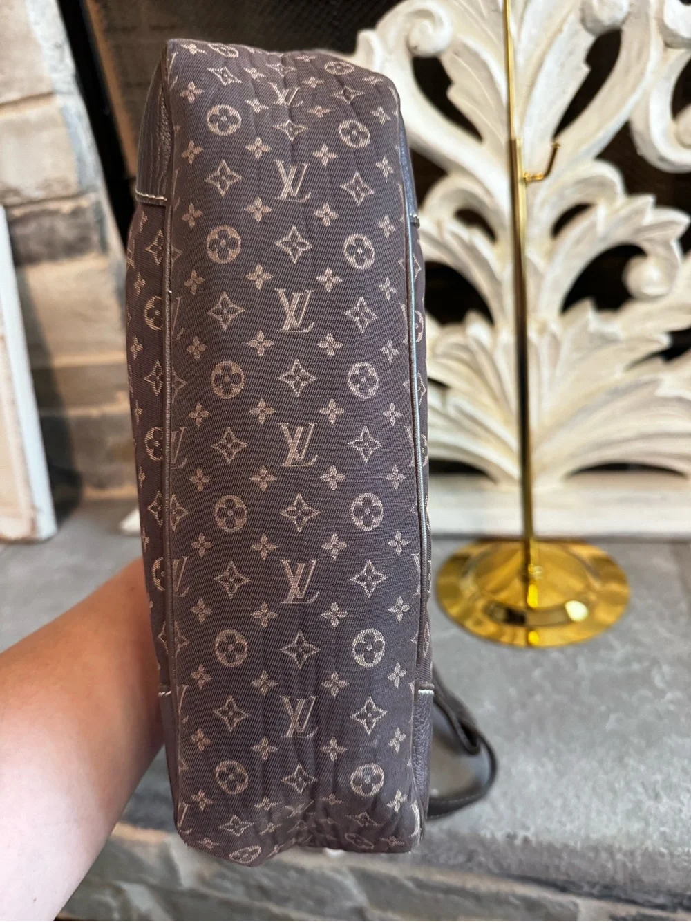 Louis Vuitton Monogram Minilin Shoulder Hobo in Dark Brown with COA